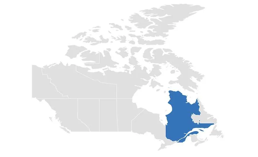 Mapa do Canada Provincia do Quebec em destaque